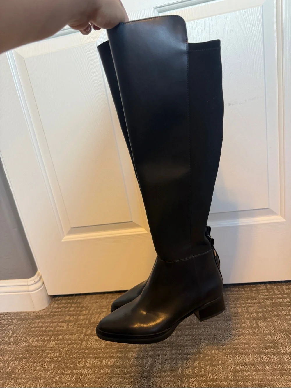 Michael Kors Lex Stretch Leather Knee High Boots Black Size 6M NWT